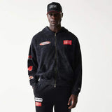 Mikina na zips Oracle Red Bull Racing NE LINEAR čierna - oversize