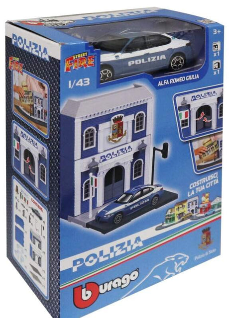 Model Alfa Romeo Giulia Polizia 1:43 + stavebnica policajnej stanice