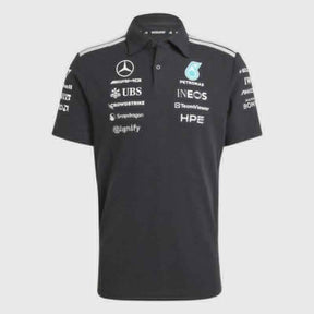 Polokošeľa Adidas - Mercedes AMG Petronas F1 čierna s logami sponzorov - tímová edícia