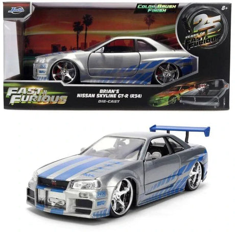 Model Jada Fast & Furious Brian's Nissan Skyline GT-R (R34) 1:24 – 25th Anniversary Silver