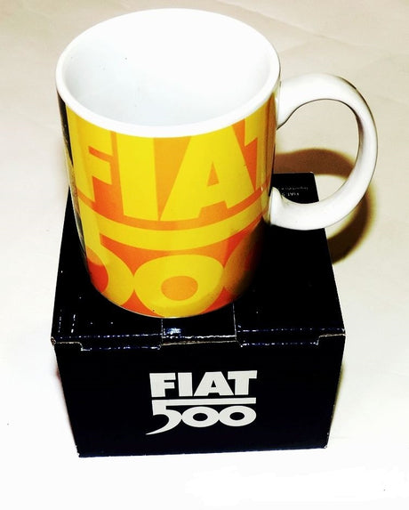 Keramický hrnček Fiat 500 žltý vintage oficiálny produkt