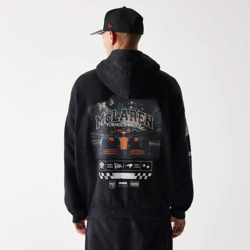 Voľnočasová mikina na zips - McLaren F1 NE GRPHC čierna washed