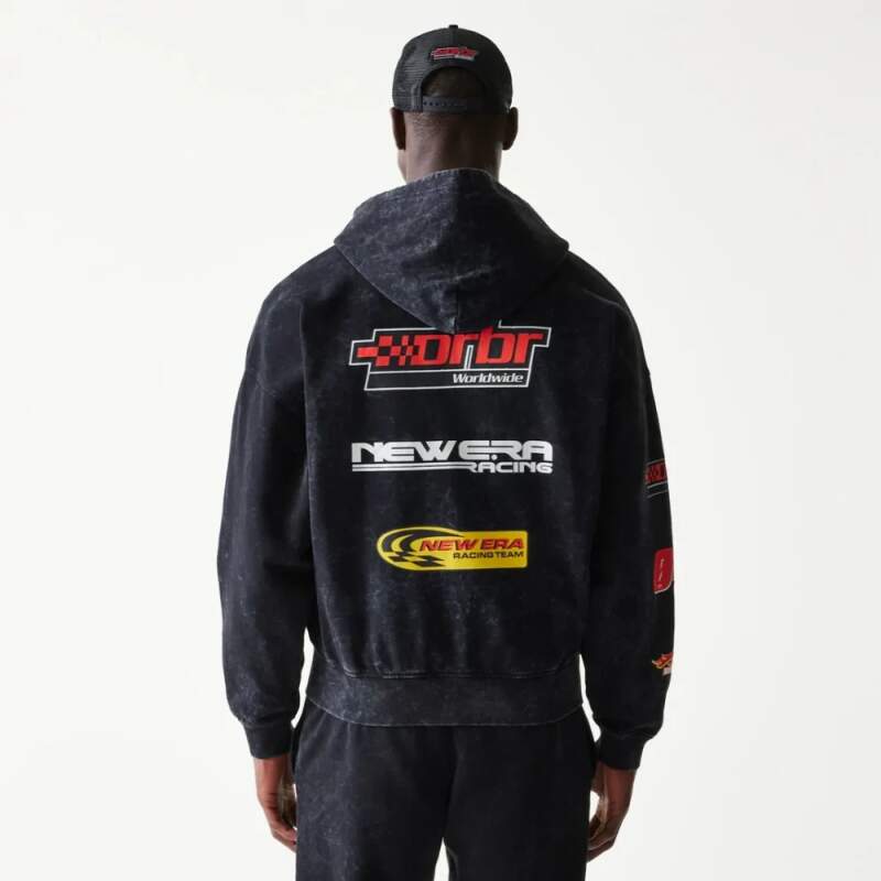 Mikina na zips Oracle Red Bull Racing NE LINEAR čierna - oversize