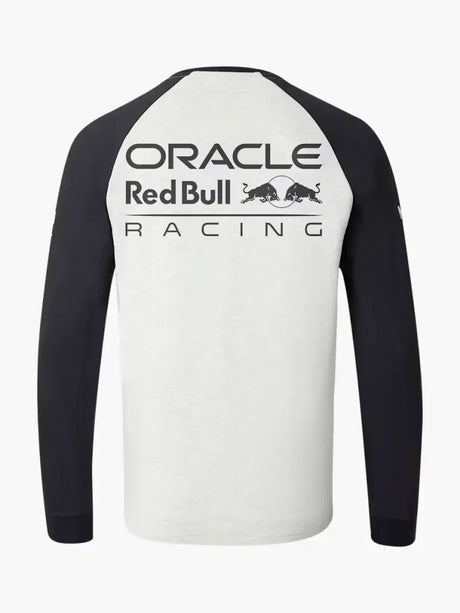 Klasické tímové tričko s dlhým rukávom Oracle Red Bull Racing so sponzorskými logami – sivé