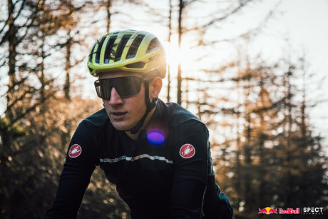 Red Bull Spect DASH sunglasses matte grey with green-gold lens