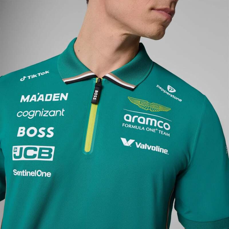 Tímová polokošeľa Aston Martin F1 Team s logami sponzorov
