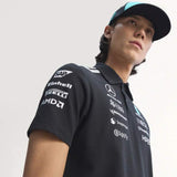 Polokošeľa Adidas - Mercedes AMG Petronas F1 čierna s logami sponzorov - tímová edícia