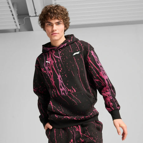 Mikina s kapucňou Puma Formula 1 Splash – čierno-ružová